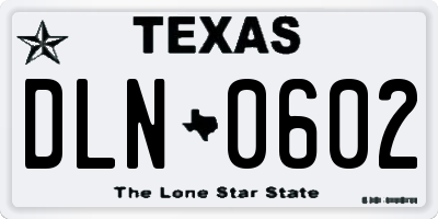 TX license plate DLN0602