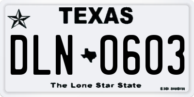 TX license plate DLN0603
