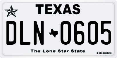 TX license plate DLN0605