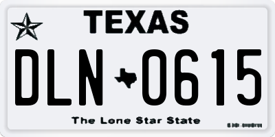 TX license plate DLN0615