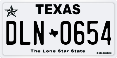 TX license plate DLN0654