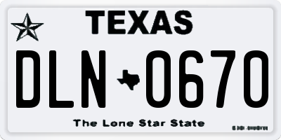 TX license plate DLN0670