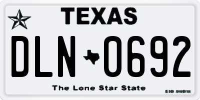 TX license plate DLN0692