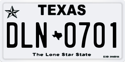 TX license plate DLN0701