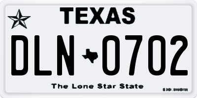 TX license plate DLN0702