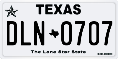 TX license plate DLN0707