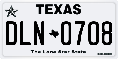 TX license plate DLN0708