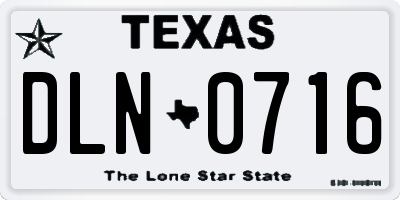 TX license plate DLN0716