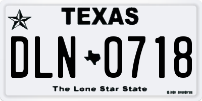 TX license plate DLN0718