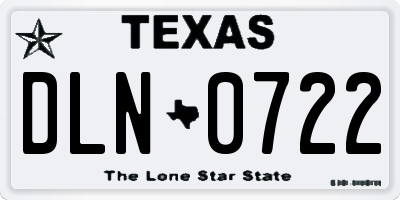 TX license plate DLN0722