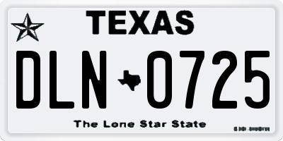 TX license plate DLN0725