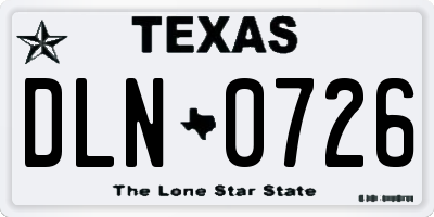TX license plate DLN0726