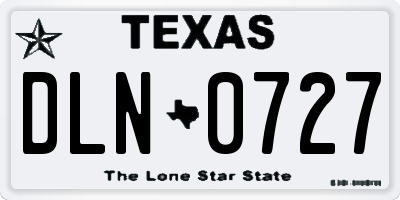 TX license plate DLN0727