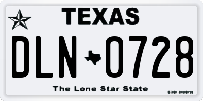 TX license plate DLN0728