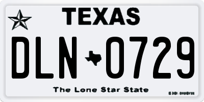 TX license plate DLN0729