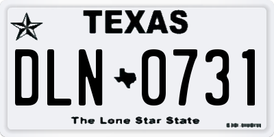 TX license plate DLN0731