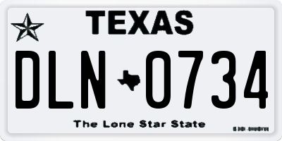 TX license plate DLN0734