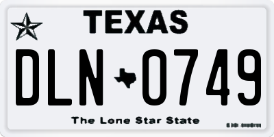 TX license plate DLN0749