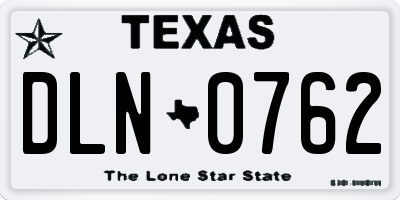 TX license plate DLN0762