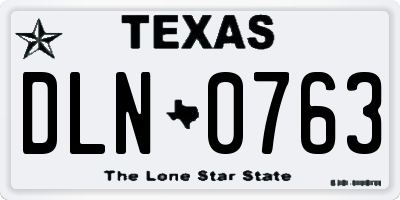 TX license plate DLN0763