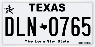 TX license plate DLN0765