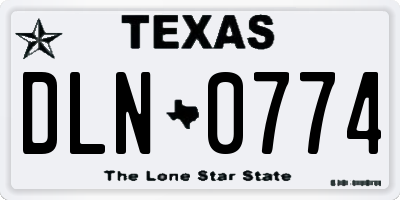 TX license plate DLN0774