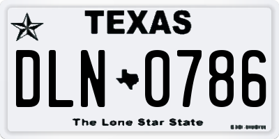 TX license plate DLN0786