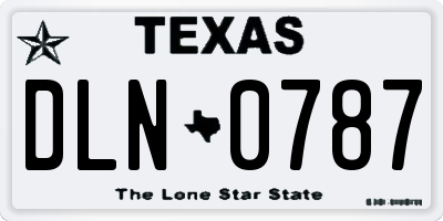 TX license plate DLN0787