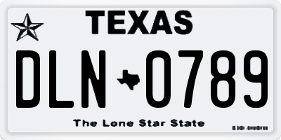 TX license plate DLN0789