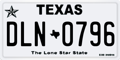 TX license plate DLN0796
