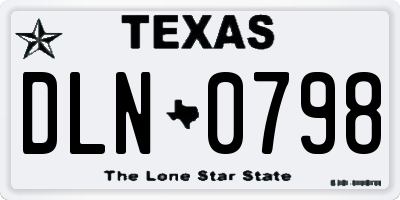 TX license plate DLN0798