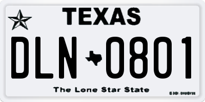 TX license plate DLN0801