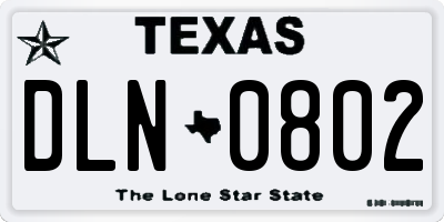 TX license plate DLN0802