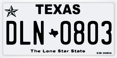 TX license plate DLN0803