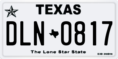 TX license plate DLN0817