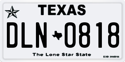 TX license plate DLN0818