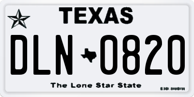TX license plate DLN0820