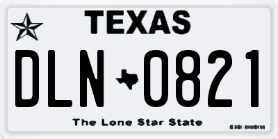 TX license plate DLN0821