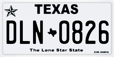 TX license plate DLN0826