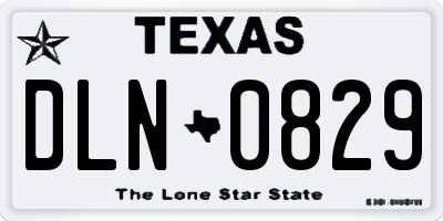 TX license plate DLN0829