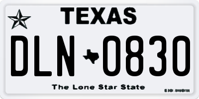 TX license plate DLN0830