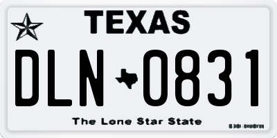 TX license plate DLN0831