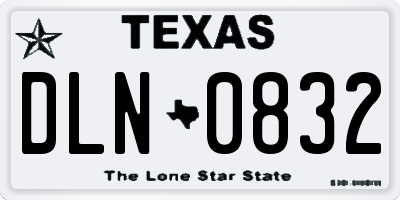 TX license plate DLN0832