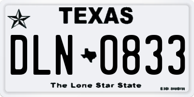 TX license plate DLN0833