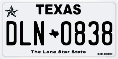 TX license plate DLN0838