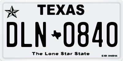 TX license plate DLN0840