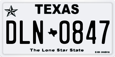 TX license plate DLN0847