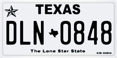 TX license plate DLN0848