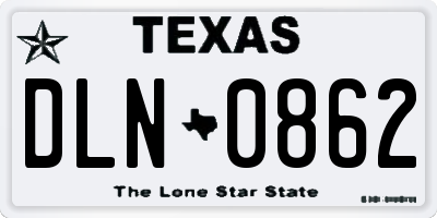 TX license plate DLN0862