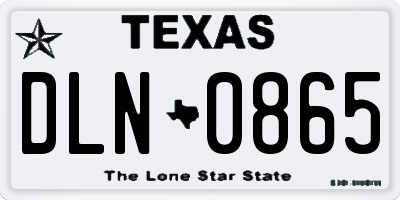 TX license plate DLN0865